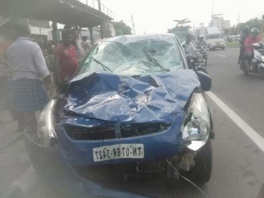 “வேகமாக வந்த கார்”…. கோர விபத்தில் உயிரிழந்த பெண்…. 5 பேர் படுகாயம்…. பரபரப்பு சம்பவம்….!!!