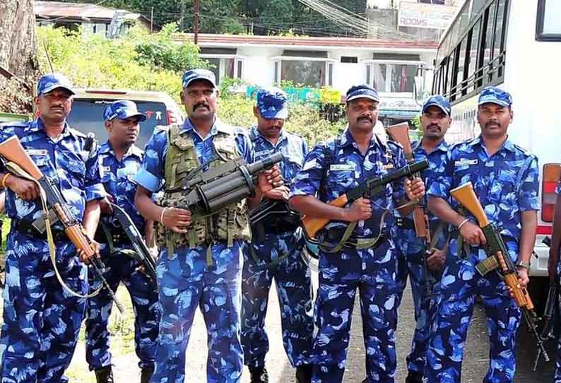 ரோந்து பணியில் ஈடுபட்ட மத்திய அதிவிரைவு படையினர்… கொடைக்கானலில் பதற்றமான பகுதிகள் உள்ளதா? என்று ஆய்வு…!!!