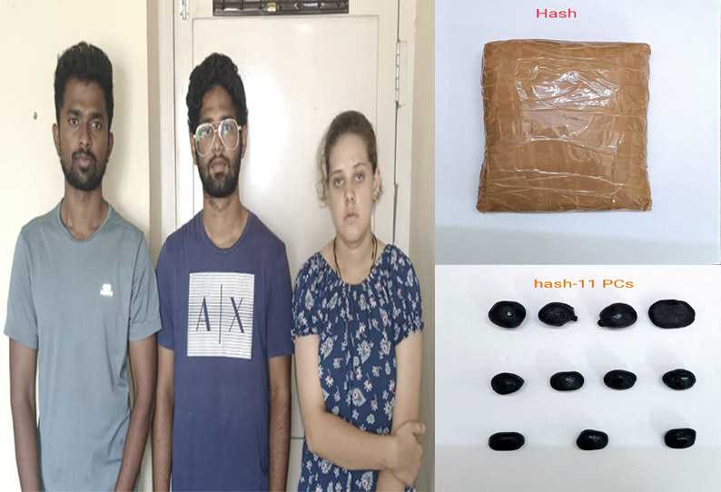 வாட்ஸ் அப் மூலம் ஆர்டர்… போதை பொருள் விற்பனை… கல்லூரி மாணவி உட்பட 3 பேர் கைது…. போலீஸ் அதிரடி…!!!