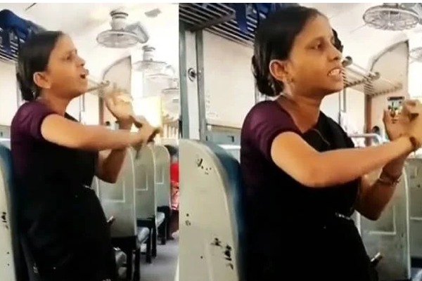 யாரும்மா நீ….! “கண்ணோடு காண்பதெல்லாம்” ரயிலில் அசத்தும் பெண்….. தெறிக்கவிடும் VIDEO….!!!!