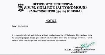 மாணவிகள் Boy friend வைத்துக்கொள்ள கல்லூரி முதல்வர் அனுமதி.. போலி நோட்டீஸால் பரபரப்பு..!!!