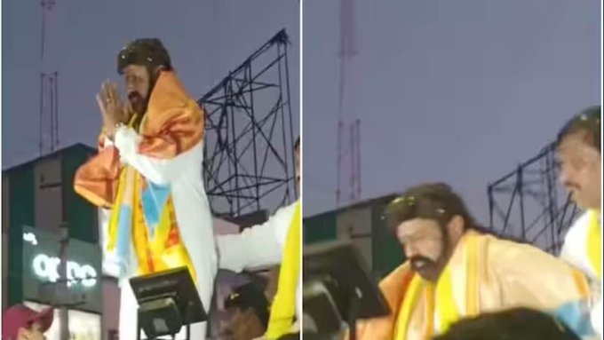 #Balakrishna: சடன் பிரேக் போட்ட டிரைவர்… நிலை தடுமாறி விழுந்த பாலகிருஷ்ணா… பிரச்சாரத்தில் பரபரப்பு..!!!