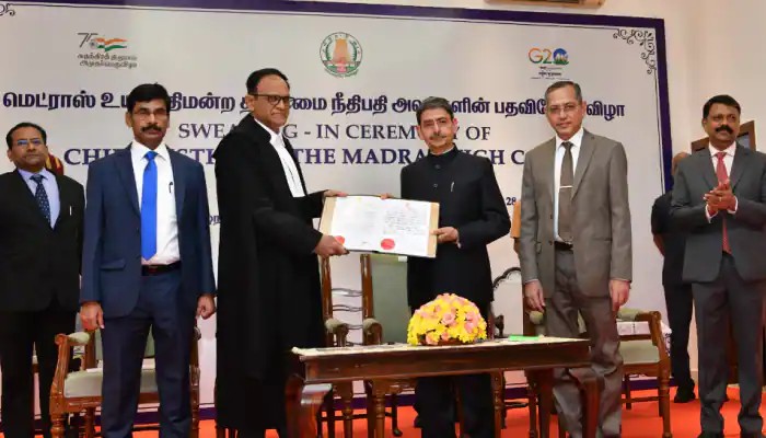 “சென்னை உயர்நீதிமன்றம்”…. தலைமை நீதிபதியாக பொறுப்பேற்ற எஸ்.வி.கங்காபூர்வாலா….!!!!