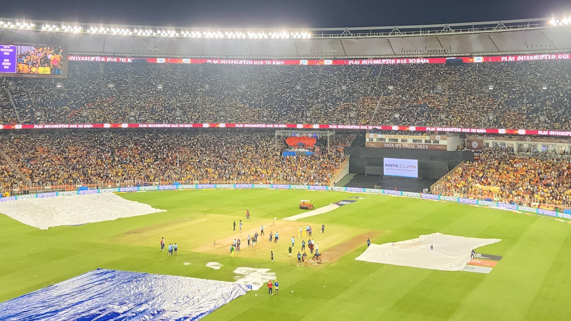 #IPLFinal2023 : விளாசிய சாய் சுதர்சன்…. பிக்  டார்கெட்….. மீண்டும் மழை…. போட்டி நடக்குமா?