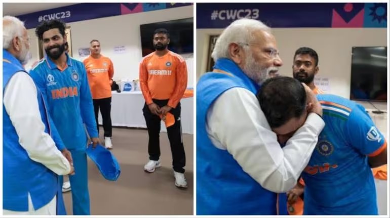 PM Modi Hugs Shami : முகமது ஷமியை கட்டிப்பிடித்து ஆறுதல் சொன்ன பிரதமர் மோடி…. வைரலாகும் போட்டோ.!!