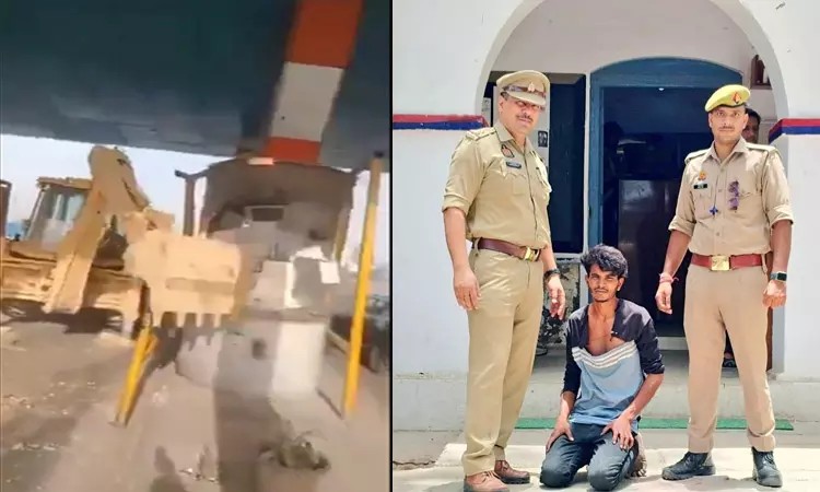 என்கிட்டயே காசு கேப்பியா…! சுங்கச்சாவடியை புல்டோசரால் இடித்து தள்ளிய வாலிபர்…. அதிர்ச்சி வீடியோ….!!!