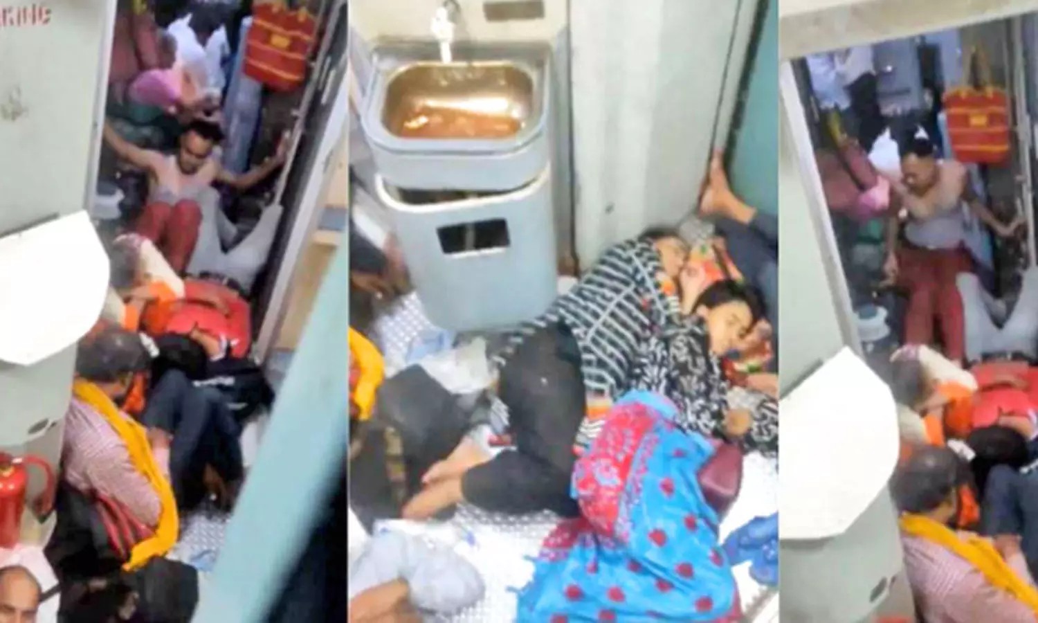 “ரயிலில் அலைமோதிய கூட்டம்”… கழிவறையை கூட விட்டு வைக்காத பயணிகள்… வைரலாகும் அதிர்ச்சி வீடியோ…!!!
