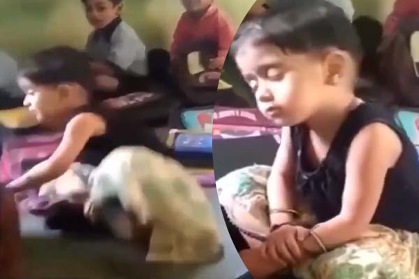 பள்ளியில் அசந்து தூங்கிய குழந்தை… கடைசியில் கொடுத்த கியூட் ரியாக்ஷன்… வைரலாகும் வீடியோ…!!!