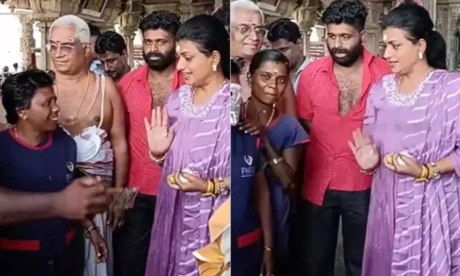 செல்பி எடுக்க வந்த தூய்மை பணியாளர்கள்… தள்ளி நிற்க சொன்ன நடிகை ரோஜா…. கோவிலில் நடந்த அதிர்ச்சி சம்பவம்…!!