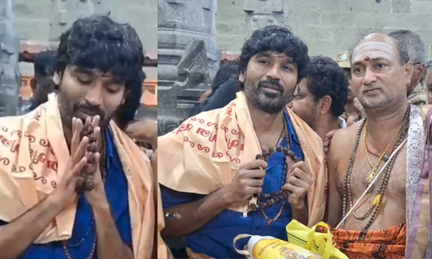 கையில் உத்திராட்சம்… பக்தி பரவசத்தில் நடிகர் தனுஷ்… ஆடிக்கிருத்திகையில் தி.மலையில் சாமி தரிசனம்…!!!