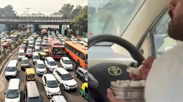 எப்படியும் அது நடக்காது…. 3 மணி நேரம் டிராஃபிக்…. கார் ஓட்டுநர் எடுத்த சூப்பர் முடிவு…!!