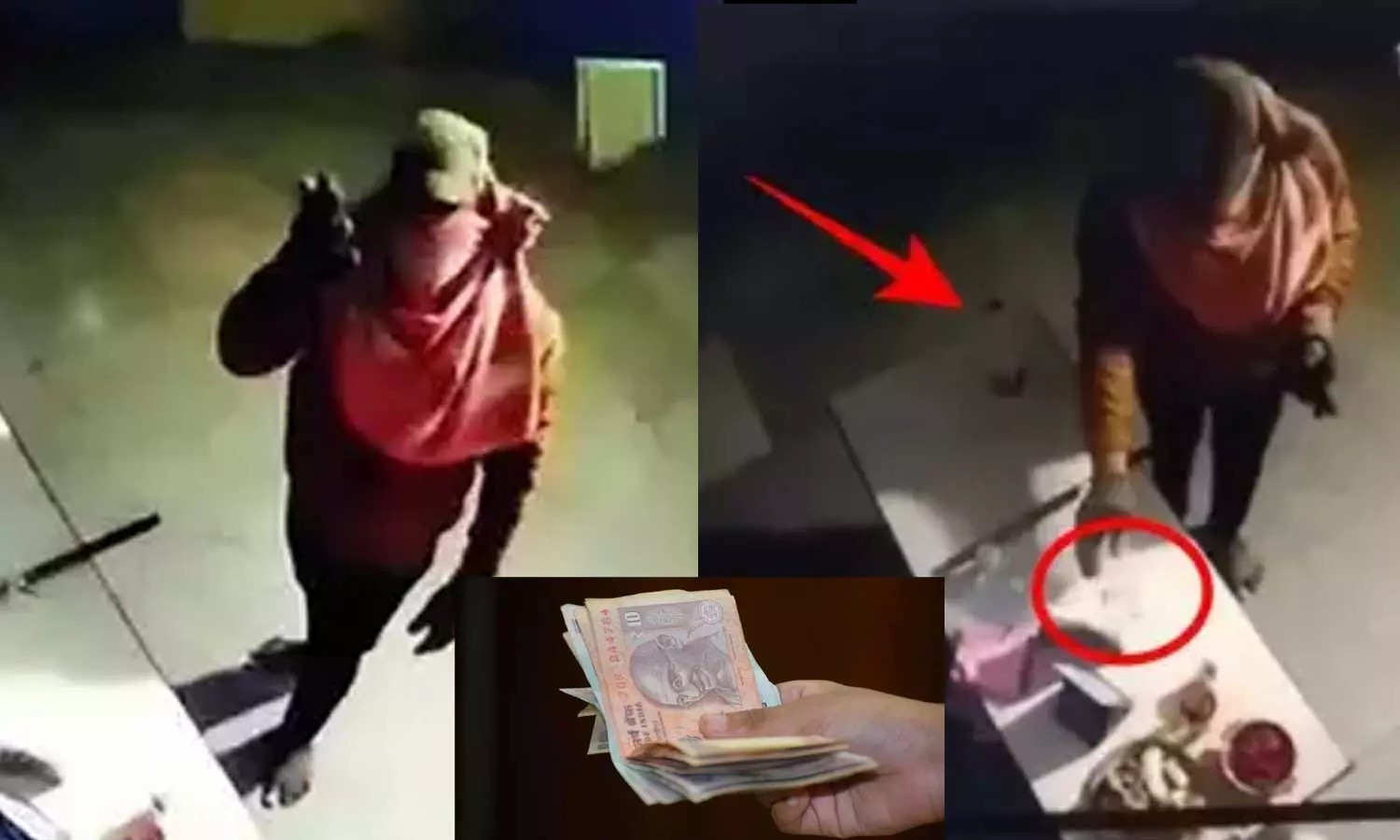 திருட போன ஹோட்டலில் எதுவுமே கிடைக்கல…. இரக்கப்பட்டு 20 ரூபாயை வைத்து சென்ற திருடன்…. வீடியோ வைரல்…!!