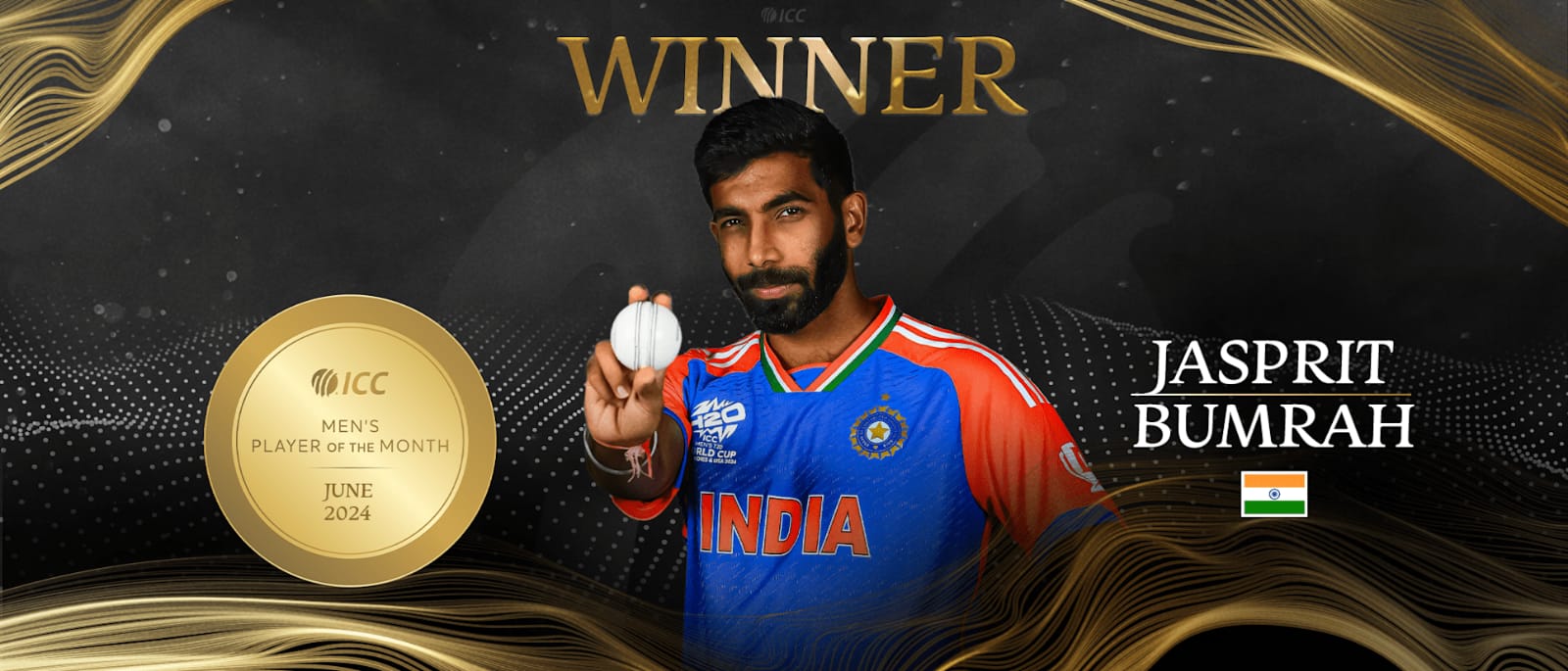 ஐசிசி 2024: ஜூன் மாதத்திற்கான சிறந்த வீரர் விருதை வென்றார் இந்திய வீரர் பும்ரா…!!!