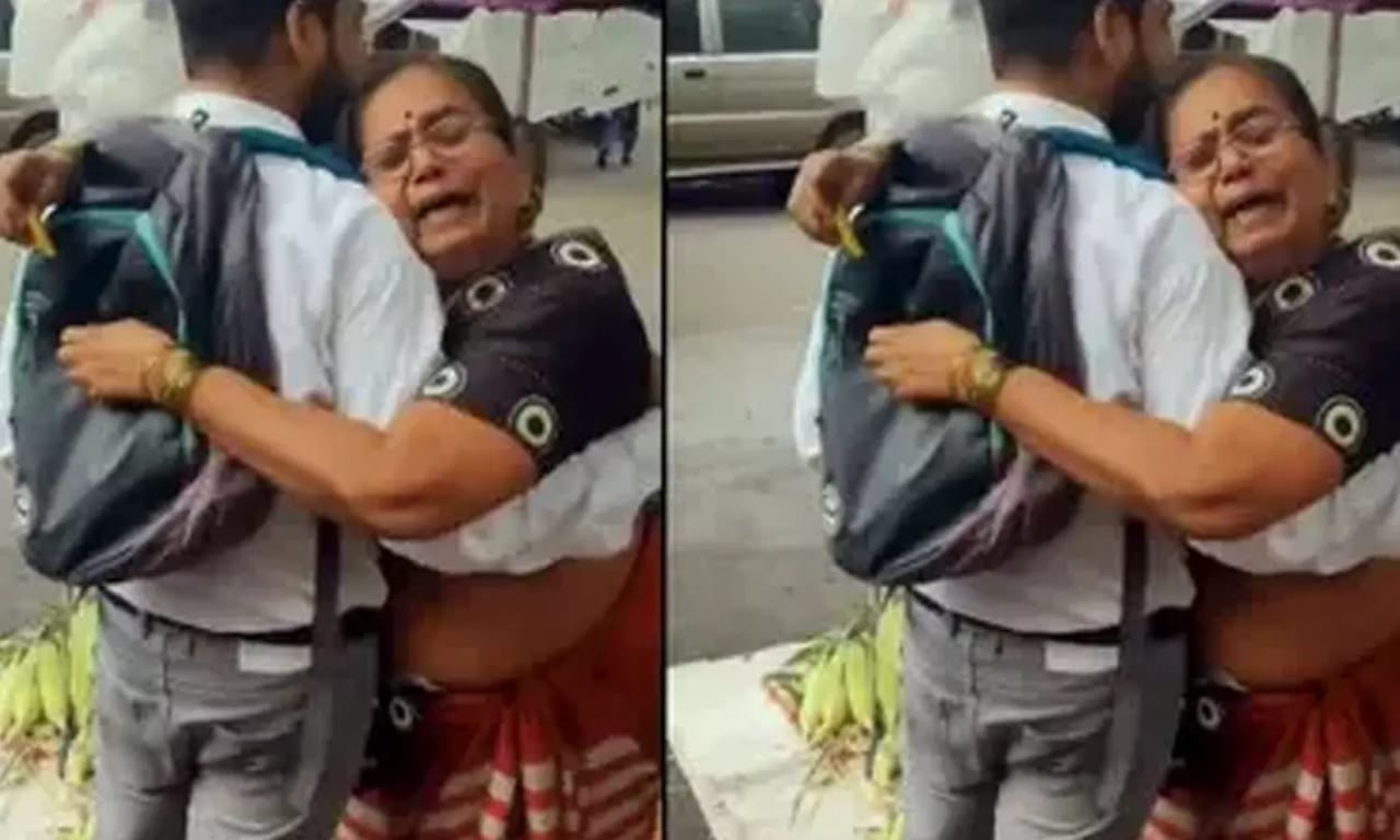 சிஏ தேர்வில் வெற்றி பெற்ற மகன்…. கட்டியணைத்து கண்ணீர் வடித்த காய்கறி விற்கும் தாய்… நெஞ்சை உருக்கும் வீடியோ…!!