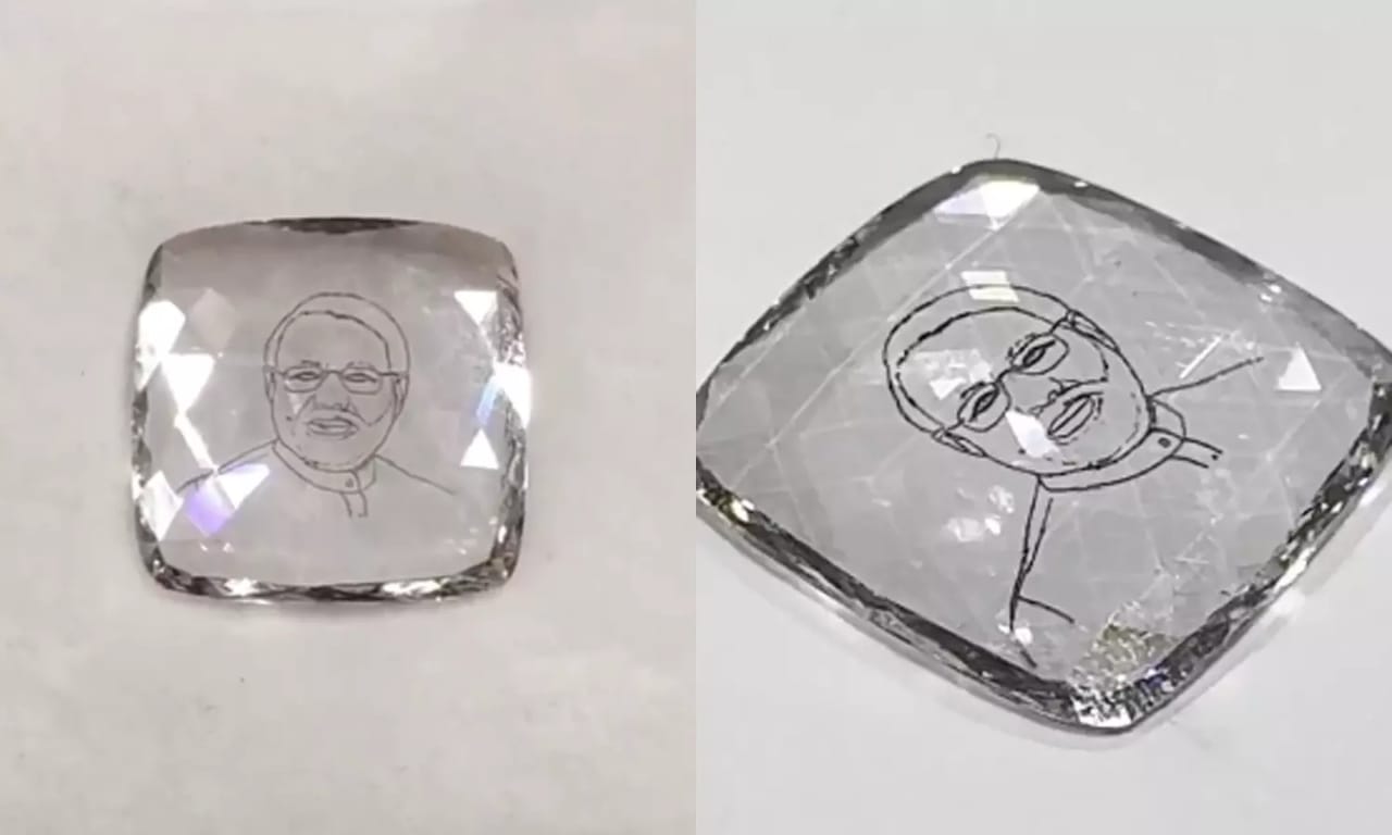 20 பேரின் உழைப்பு… 8 காரட் வைரத்தில் பிரதமர் மோடி… ஒரு மாதத்தில் உருவான அற்புதம்… வைரலாகும் வீடியோ…!!