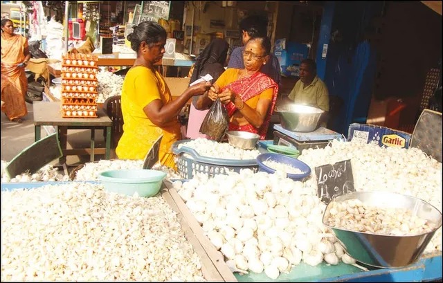 பூண்டு விலை உயர்வு: ஒரு கிலோ ரூ.300-க்கு விற்பனை…. இல்லத்தரசிகளுக்கு ஷாக் நியூஸ்…!!!