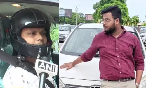 கார் ஓட்டும்போது ஏன் ஹெல்மெட் போடவில்லை…? பத்திரிக்கையாளருக்கு அபராதம் விதித்த உ‌.பி போலீஸ்….. பெரும் சர்ச்சை….!!!