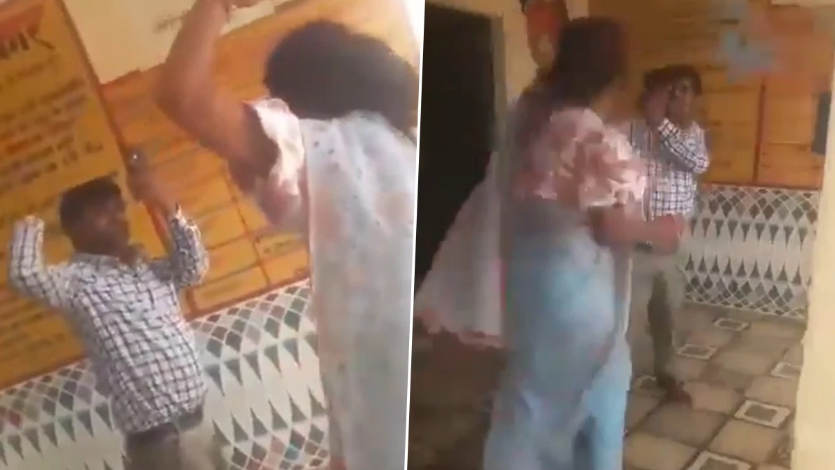 ஆசிரியர்களே இப்படி பண்ணா எப்படி?… பள்ளியில் மாணவர்கள் முன் மாறி மாறி தாக்கி கொண்ட ஆசிரியர்கள்… அதிர்ச்சி வீடியோ….!!!