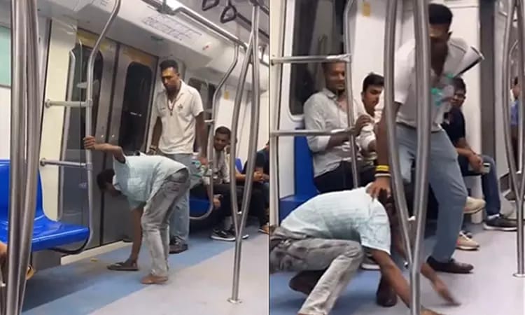 மெட்ரோ ரயிலில் திடீரென வெடித்த மோதல்… சட்டென செருப்பால் அடித்த பயணி… அதிர்ச்சி வீடியோ…!!!