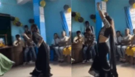 என்ன கொடுமை…! பள்ளியில் ஆசிரியரின்  ஆபாச நடனம் …. வழுக்கும் கண்டனம்…. அதிர்ச்சி வீடியோ…!!