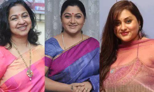 பாஜக மீது கடும் அதிருப்தி…? “நடிகைகள் குஷ்பூ ராதிகா நமீதாவுக்கு வலை விரித்த விஜய்”….? தவெகவுக்கு இழுக்க பலே பிளான்…!!!