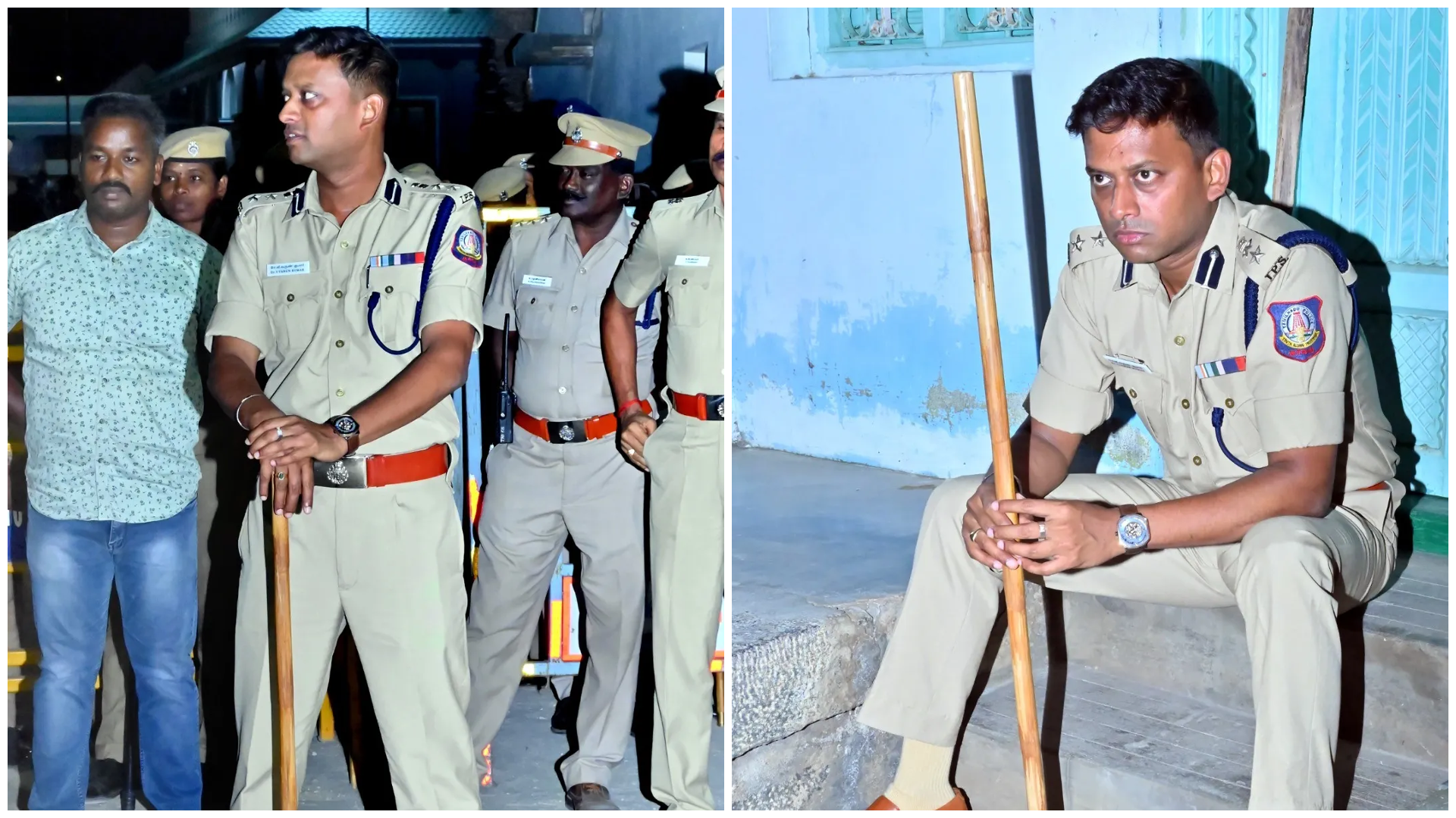 “I M Waiting”… லத்தியுடன் மிரட்டல் போஸ்… திருச்சி எஸ்.பி வருண்குமார் அதிரடி…!!