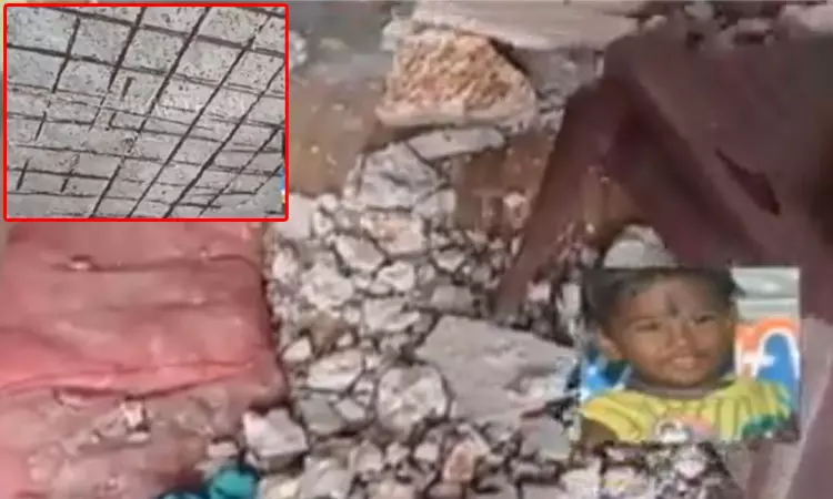 கனமழையால் இடிந்து விழுந்த வீட்டின் மேற்கூரை… 2 வயது குழந்தை பரிதாப பலி… உயிருக்கு போராடும் தாய்… தவிப்பில் கணவர்..!!