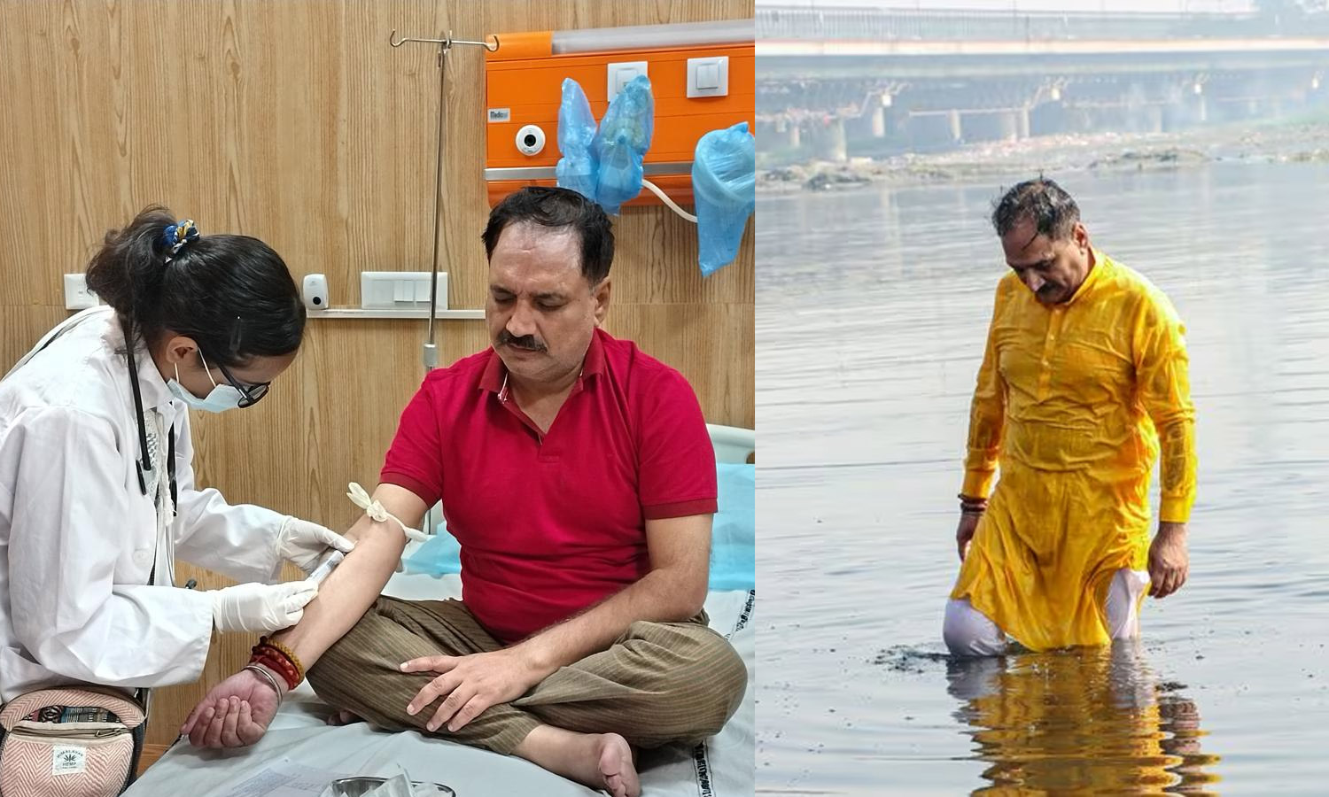 “யமுனை நதியில் புனித நீராடிய பாஜக தலைவர்”… மருத்துவமனையில் அனுமதி…  திடீர்னு என்ன ஆச்சு…!!!