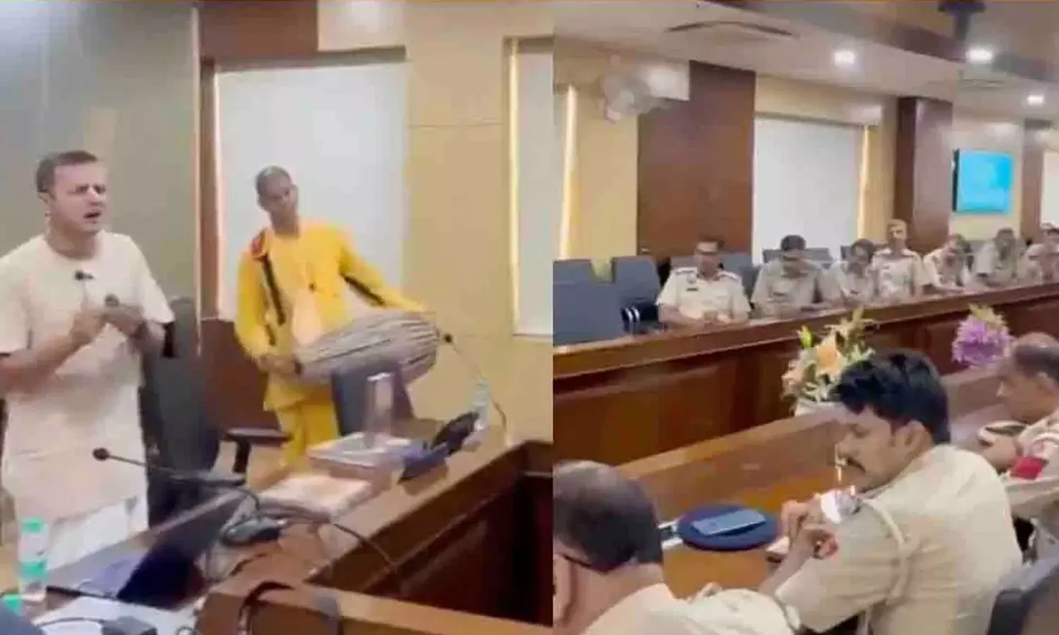 அட என்ன நடக்குது….! ஆலோசனை கூட்டத்தில் பஜனை பாடிய அரியானா காவல்துறை… வைரலாகும் சர்ச்சை வீடியோ…!!