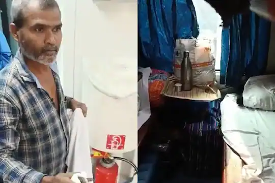 ஓடும் ரயிலில் கேட்ட புஷ் புஷ் சத்தம்…. அதுவும் ஏசி பெட்டிக்குள்… பார்த்ததும் பதறிய பயணிகள்…. வீடியோ வைரல்..!!