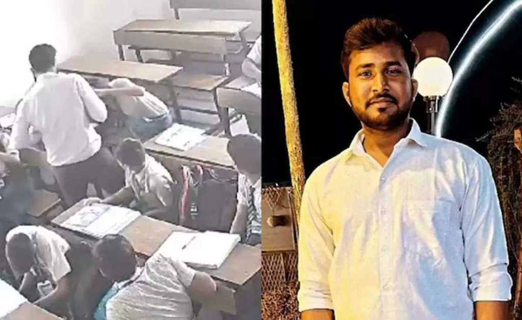 ஈவு இரக்கமே இல்லையா…? “மாணவனின் முடியை இழுத்து சுவரில் தள்ளி”… கொடூரத்தனமாக தாக்கிய ஆசிரியர்… பதற வைக்கும் வீடியோ..!!