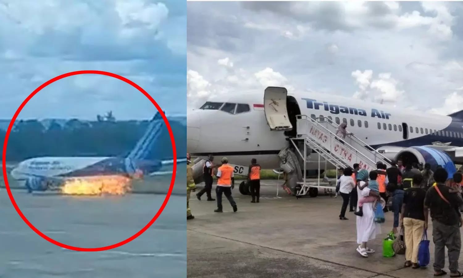திடீரென தீப்பிடித்து எரிந்த விமானம்…. அலறி அடித்துக் கொண்டு வெளியே ஓடிய பயணிகள்… வைரலாகும் அதிர்ச்சி வீடியோ…!!