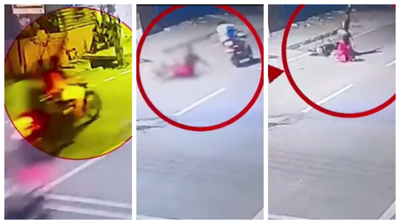 கணவருடன் பைக்கில் சென்ற கர்ப்பிணி பெண்…‌ நடுரோட்டில் துணிச்சலாக வாலிபர்கள் செய்த கொடூரம்… பதற வைக்கும் பகீர் வீடியோ…!!
