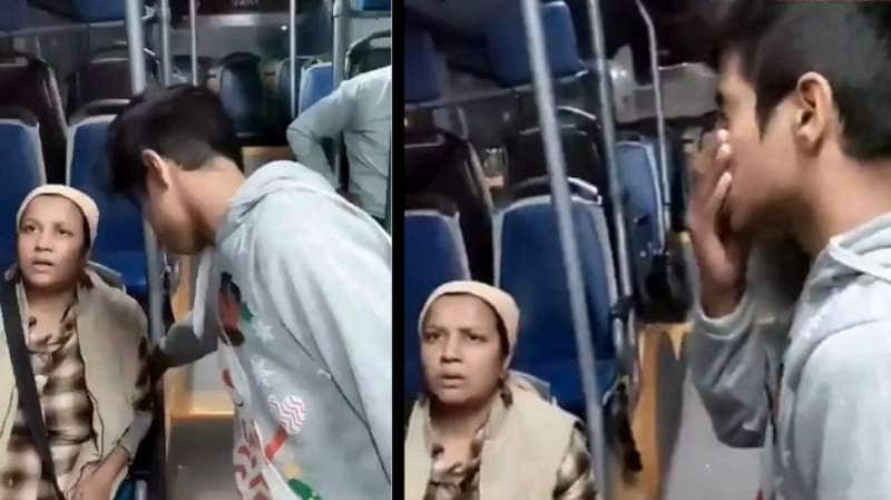 என்னால டிக்கெட் எடுக்க முடியாது….. பேருந்து நடத்துனரிடம் சண்டை…. டிக்கெட் எடுங்க மா என்று அழுத மகன்… வீடியோ வைரல்….!!!!