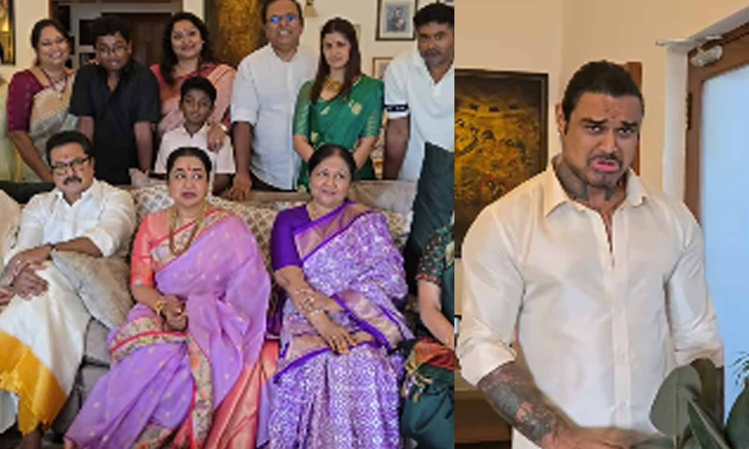 நடிகை வரலட்சுமியின் கணவரை தன் குடும்பத்தோடு சேர்த்துக் கொள்ளாத நடிகர் சரத்குமார்….. வீடியோ வைரல்….!!!