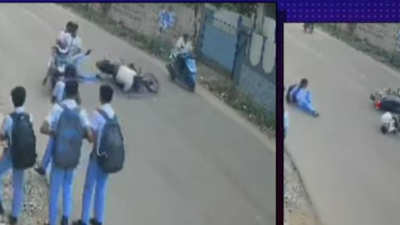 திக் திக்…! மகளை பள்ளிக்கு அழைத்து சென்ற தந்தை…. மாணவர்கள் செய்த காரியம்….. பதைபதைக்கும் வீடியோ காட்சிகள்….!!