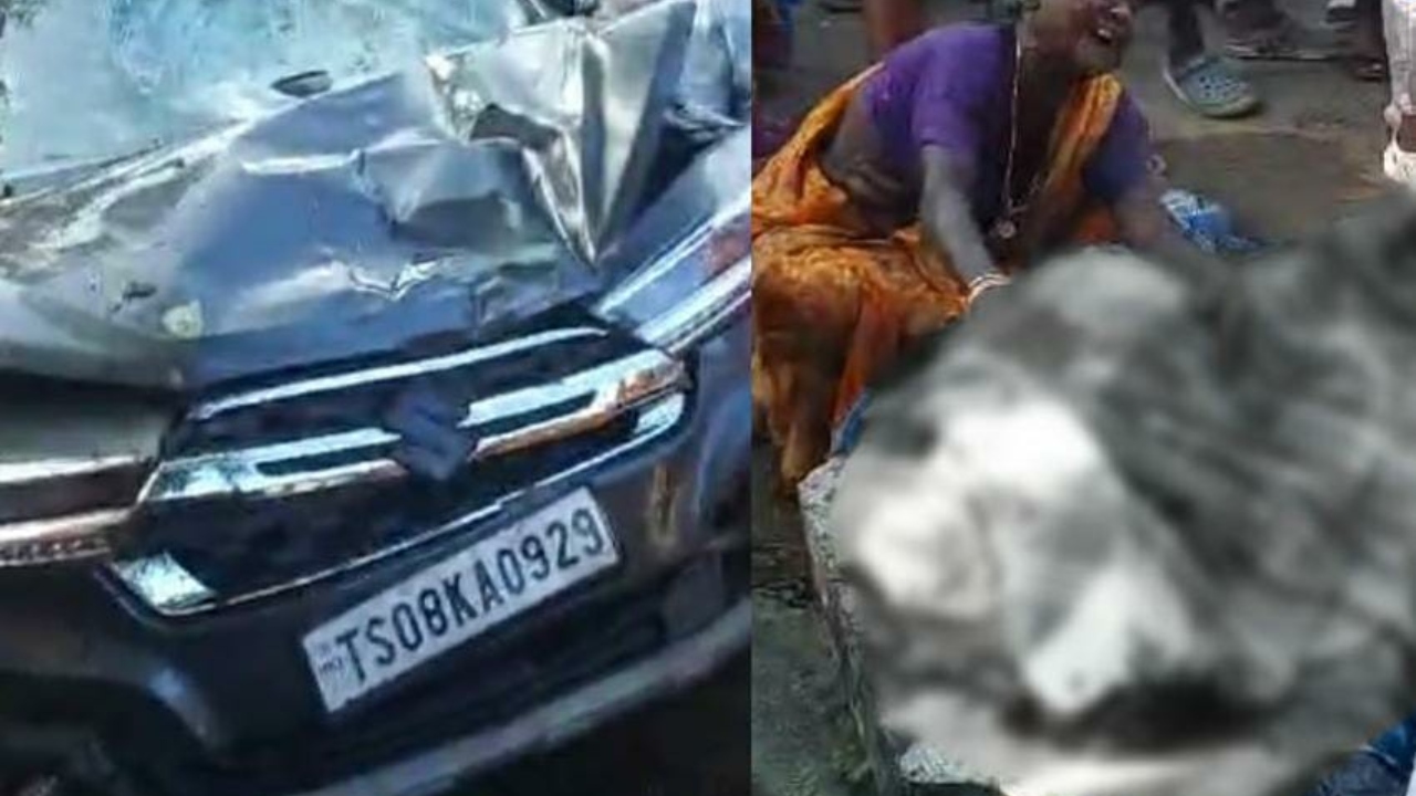 தறிகெட்டு ஓடிய கார் மோதி விபத்து…. 2 பேர் துடிதுடித்து பலி…. சடலத்துடன் போராடிய உறவினர்கள்…. பரபரப்பு சம்பவம்….!!
