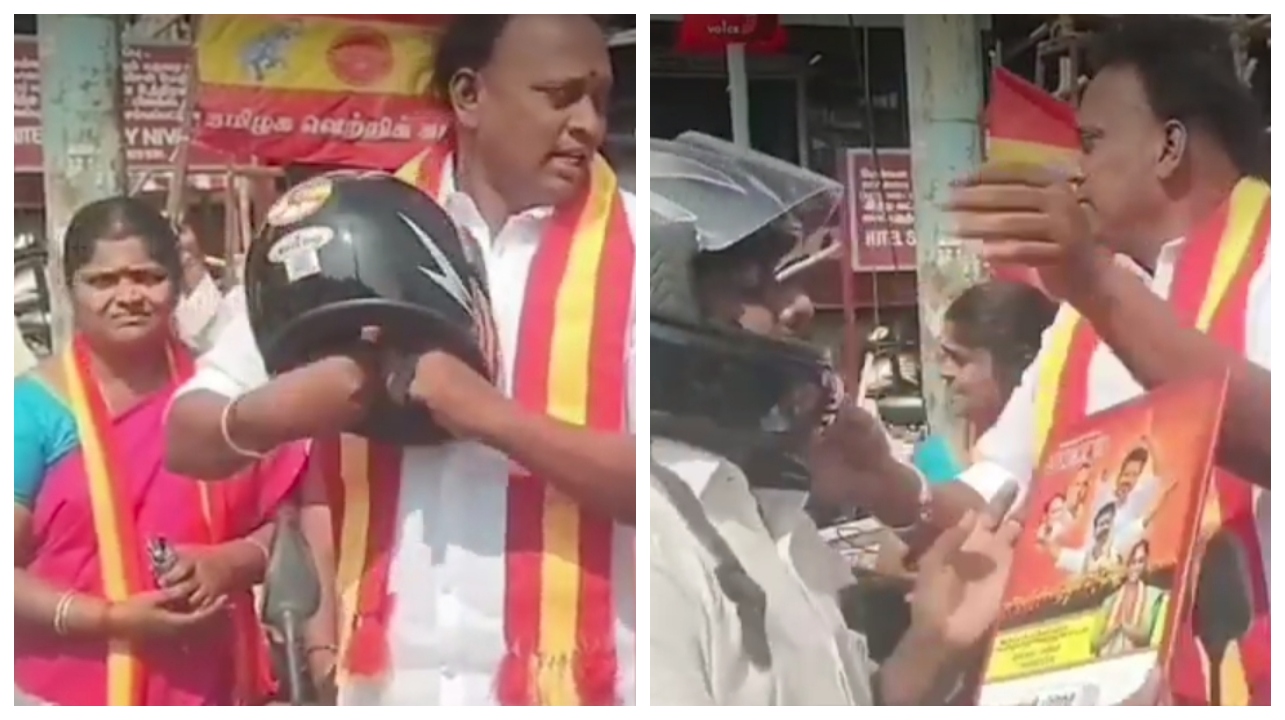“உயிர் முக்கியம் பிகிலு”… புத்தாண்டில் ஹெல்மெட்டை பரிசாக வழங்கிய தவெகவினர்… வைரலாகும் வீடியோ..!!