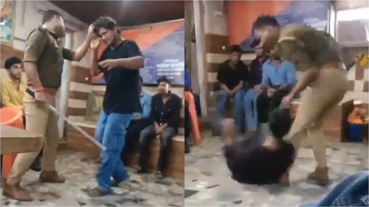 “விசாரணை என்று சொல்லிட்டு”… போலீஸ் ஸ்டேஷனில் வைத்து மாணவர்களை கொடூரமாக தாக்கிய போலீஸ்காரர்… அதிர்ச்சி வீடியோ…!!!
