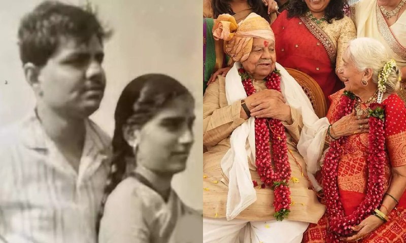 “பள்ளியில் படிக்கும் போது ஓடிப்போன ஜோடி”… பேரப்பிள்ளைகள் முன்பு 64 வருடங்களுக்குப் பின் திருமணம்… இதுதான் உண்மையான காதல்.‌.!!!