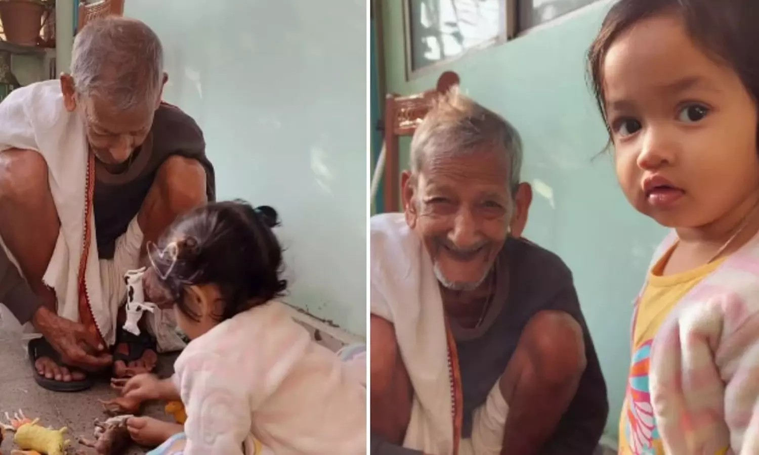 “உண்மையான பாசத்துக்கு வயது தெரியாது”.. பல் இல்லனாலும் அந்த தாத்தாவின் முகத்தில் சிரிப்பை பாருங்க… ரசிக்க வைக்கும் வீடியோ…!!!