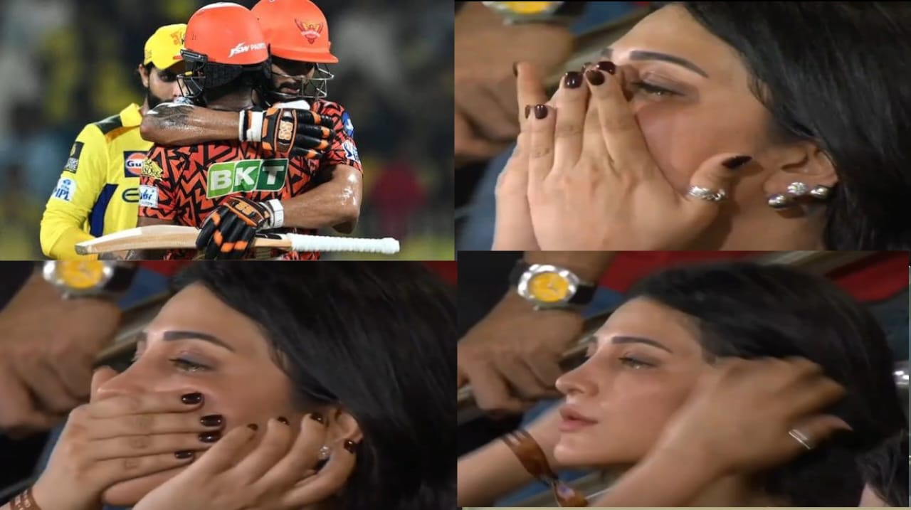 செல்லத்தை இப்படி அழ வச்சிட்டீங்களே…! CSK தோல்வியை தாங்க முடியாமல் கண்ணீர் விட்டு அழுத நடிகை சுருதிஹாசன்… வைரலாகும் வீடியோ..!!!