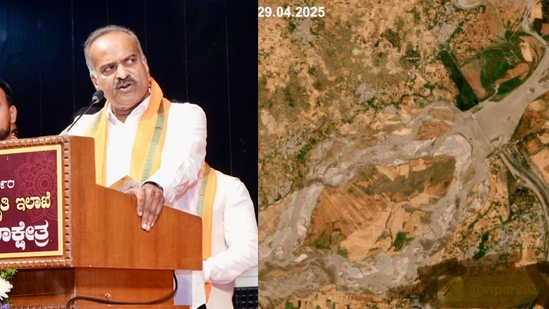 “பாலைவனமாக மாறும் பாகிஸ்தான்”… சிந்து நதிநீரை நிறுத்தியதால் வறண்டு போகும் செனாப் நதி… செயற்கைக்கோள் புகைப்படத்தை பகிர்ந்த பாஜக எம்.பி..!!!