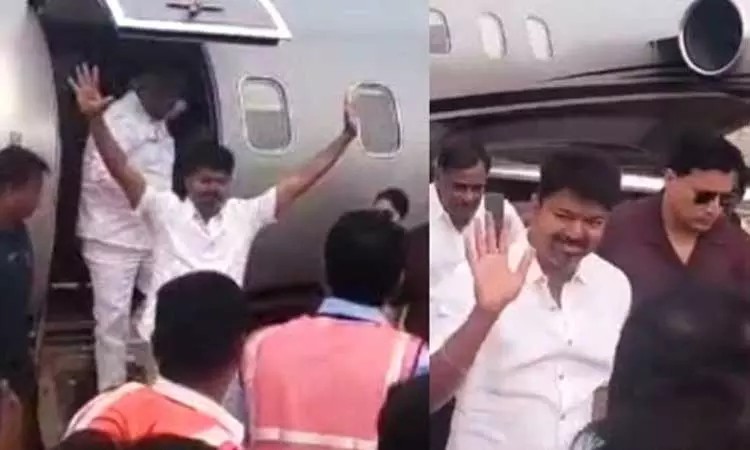 செம ஹேப்பி போல..!! “விமானத்திலிருந்து குழந்தை போல துள்ளி குதித்து இறங்கிய நடிகர் விஜய்”… வைரலாகும் வீடியோ.!!!