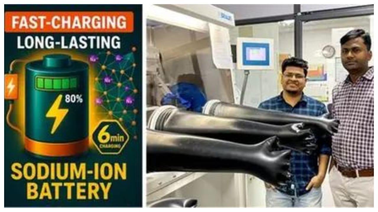 இந்தியாவில் மிக வேகமாக சார்ஜ் ஆகும் சோடியம்-அயன் பேட்டரி…. அறிவியல் ஆராய்ச்சி மையம் கண்டுபிடிப்பு…!!!