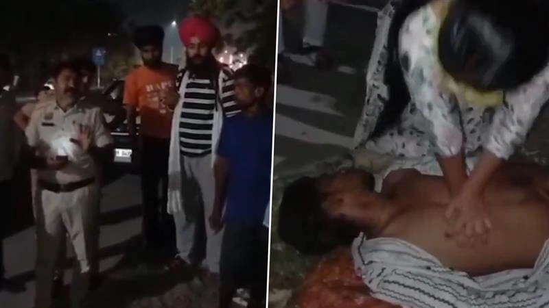 “மருத்துவ நாயகி”… சாலையில் மயங்கி விழுந்த வாலிபரை முதலுதவி செய்து காப்பாற்றிய நர்சிங் பெண்…. வைரலாகும் வீடியோ…!!