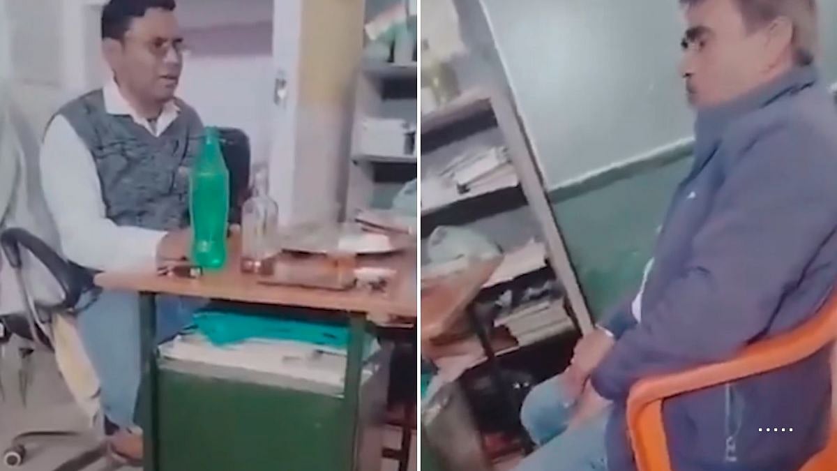 “பள்ளி வகுப்பறையில் மாணவர்கள் முன்பாக ஜாலியாக சரக்கடித்த ஆசிரியர்கள்”… இணையத்தில் வைரலாகும் வீடியோ…! !!!