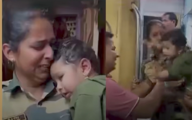 “தாய்மையை விட தாய் நாடே முக்கியம்”… 1 வயது குழந்தையை கண்ணீரோடு பிரிந்து தேசத்திற்கு பணியாற்ற சென்ற வீரத்தாய்… வைரலாகும் வீடியோ…!!!