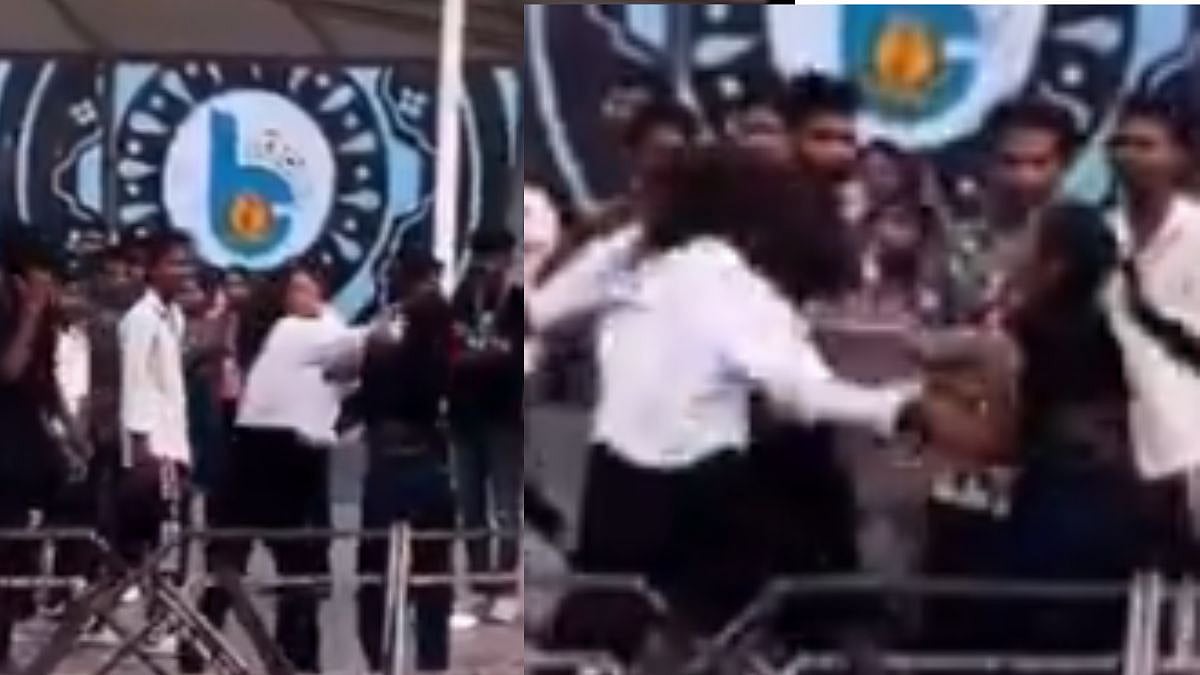 வாடி’வா..! நீயா நானான்னு பார்த்துரலாம்… காதலர்கள் முன்னிலையில் குடுமிபிடி சண்டை போட்ட பெண்கள்… காரணத்தை கேட்டா ஷாக் ஆகிடுவீங்க… வீடியோ வைரல்…!!!!