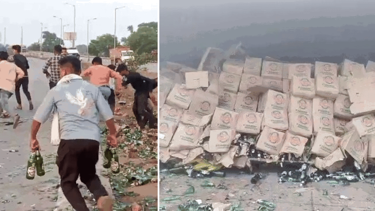 “சாலையில் கவிழ்ந்த லாரி”… உயிருக்கு போராடிய ஓட்டுனர், கிளீனர்… பீர் பாட்டிலுக்காக போட்டி போட்ட மக்கள்… அந்த ரத்தத்தை பார்த்துமா மனசு இறங்கல… அதிர்ச்சி வீடியோ.!!!